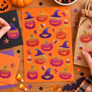 Glitter Pumpkin Stickers – Raised Halloween Sticker Sheet