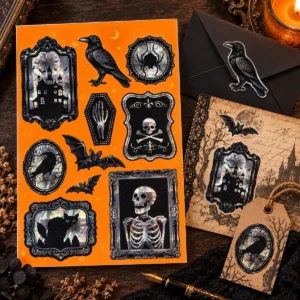 Gothic Halloween Stickers – Holographic Raised Sticker Sheet