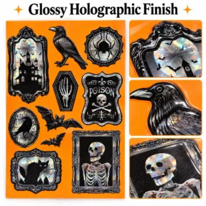 Gothic Halloween Stickers – Holographic Raised Sticker Sheet