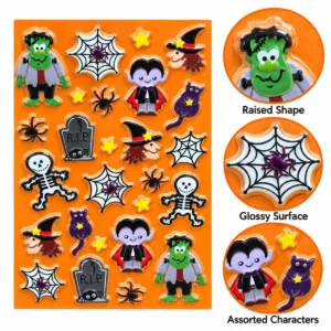 Halloween Character Stickers – Raised Assorted Sticker Sheet