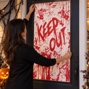 Blood Splatter Door Cover – Keep Out Halloween Party Decoration