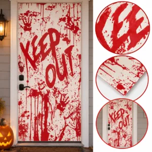 Blood Splatter Door Cover – Keep Out Halloween Party Decoration