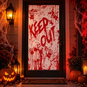 Blood Splatter Door Cover – Keep Out Halloween Party Decoration