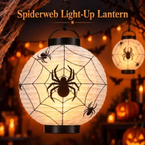 Spiderweb Light-Up Lantern – Hanging Halloween Party Decoration