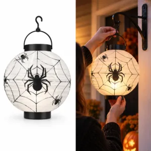 Spiderweb Light-Up Lantern – Hanging Halloween Party Decoration