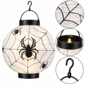 Spiderweb Light-Up Lantern – Hanging Halloween Party Decoration