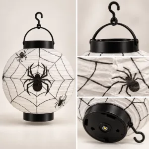 Spiderweb Light-Up Lantern – Hanging Halloween Party Decoration