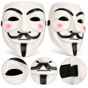 Anonymous Costume Mask – White Halloween Fancy Dress Face Mask