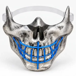 Skull Half-Face Mask – Silver and Blue Halloween Costume Mask