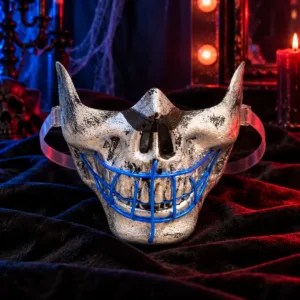 Skull Half-Face Mask – Silver and Blue Halloween Costume Mask