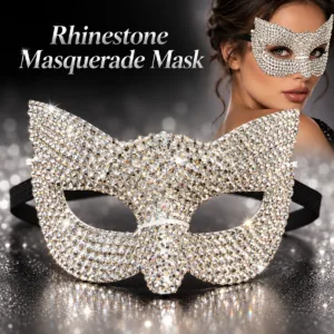 Rhinestone Masquerade Mask – Silver Fancy Dress Eye Mask