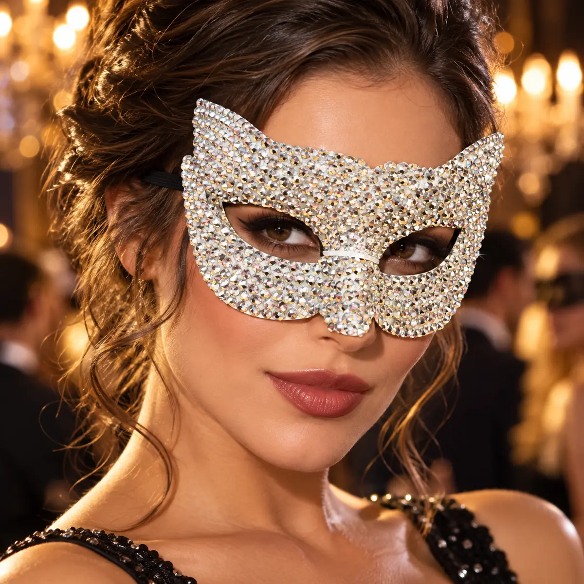 WFUK-191-02.webp Rhinestone Masquerade Mask – Silver Fancy Dress Eye Mask