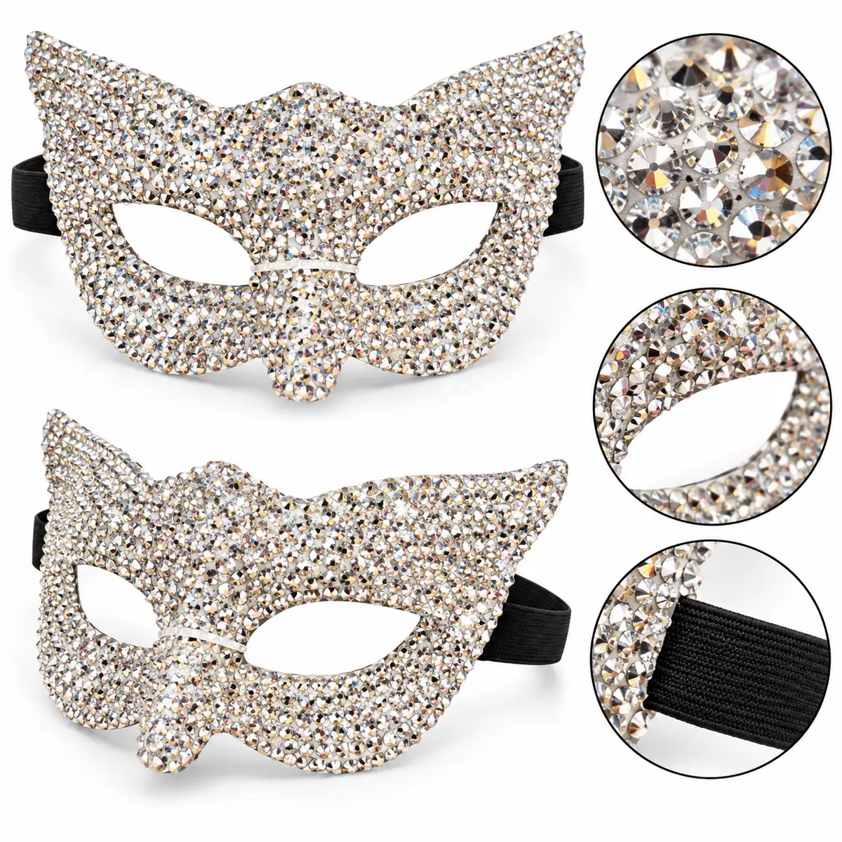 WFUK-191-04.webp Rhinestone Masquerade Mask – Silver Fancy Dress Eye Mask