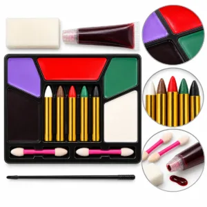 Halloween Makeup Set – Face Paint Palette, Crayons and Accessories