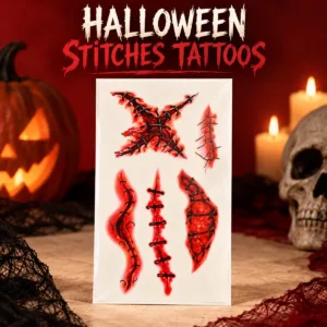 Halloween Stitches Tattoos – Temporary Wound Transfer Sheet
