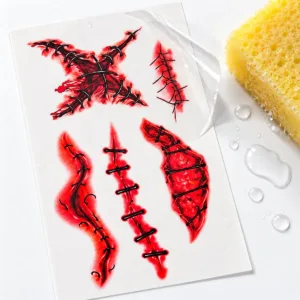 Halloween Stitches Tattoos – Temporary Wound Transfer Sheet