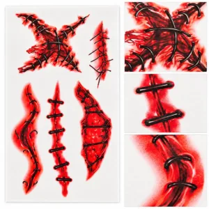 Halloween Stitches Tattoos – Temporary Wound Transfer Sheet