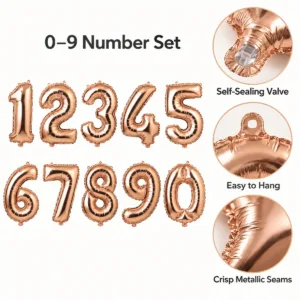 Number Foil Balloons – 0–9 Celebration Set