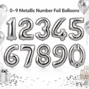 Number Foil Balloons – 0–9 Celebration Set