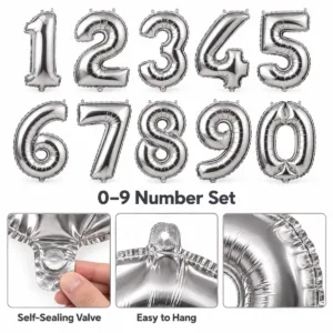Number Foil Balloons – 0–9 Celebration Set