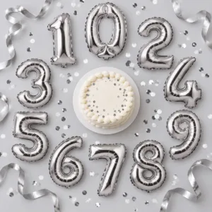 Number Foil Balloons – 0–9 Celebration Set