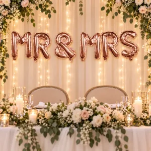 MR & MRS Foil Party Balloon Set – Rose Gold Wedding Decorations