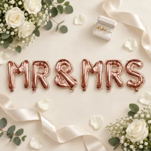 MR & MRS Foil Party Balloon Set – Rose Gold Wedding Decorations