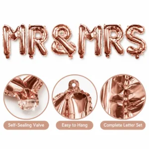 MR & MRS Foil Party Balloon Set – Rose Gold Wedding Decorations