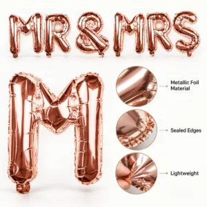 MR & MRS Foil Party Balloon Set – Rose Gold Wedding Decorations