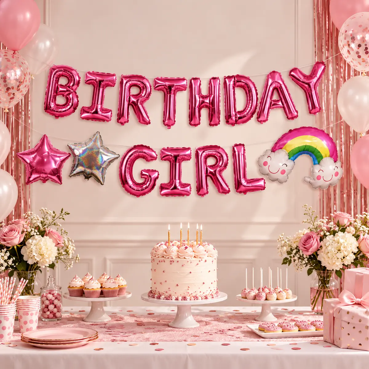 WFUK-200-02.webp Birthday Girl Foil Party Balloon Set – Pink Letter and Shape Decorations