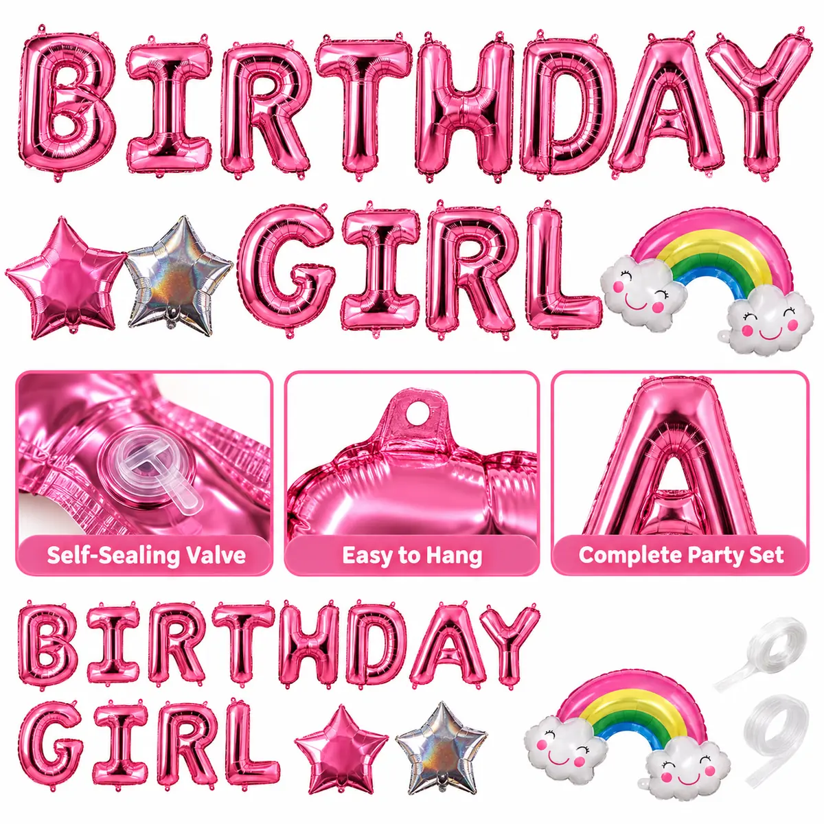 WFUK-200-04.webp Birthday Girl Foil Party Balloon Set – Pink Letter and Shape Decorations