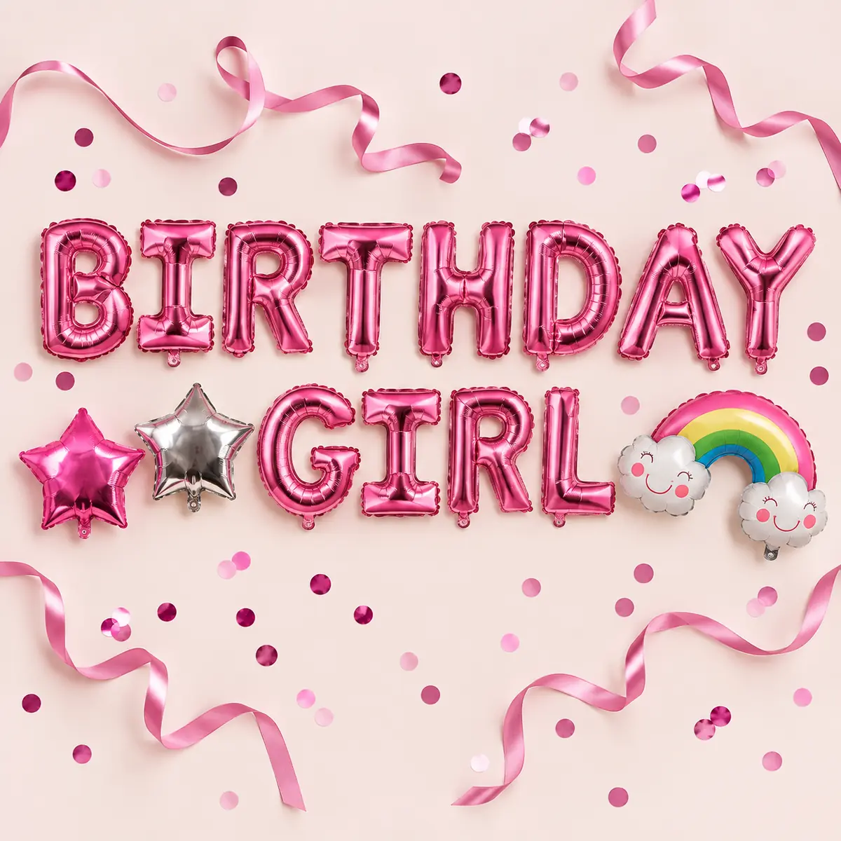 WFUK-200-05.webp Birthday Girl Foil Party Balloon Set – Pink Letter and Shape Decorations
