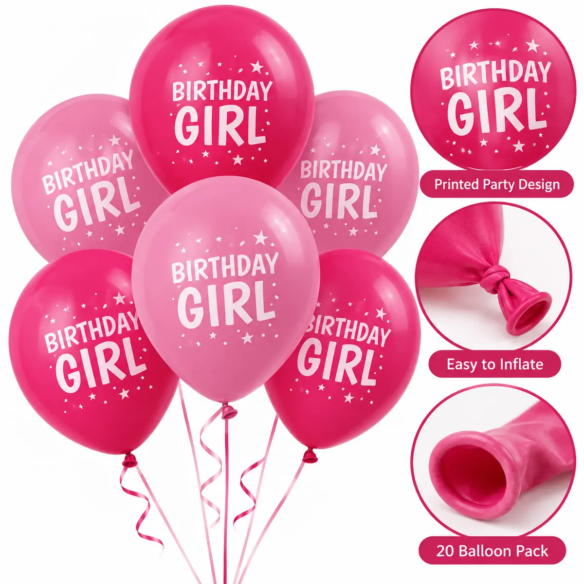 WFUK-201-04.webp Birthday Girl Balloons – 20-Pack Pink Latex Party Balloons