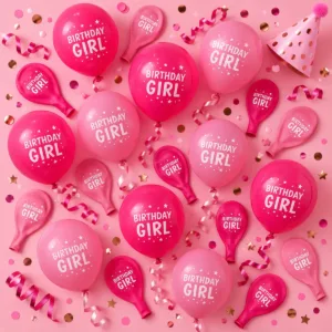 Birthday Girl Balloons – 20-Pack Pink Latex Party Balloons