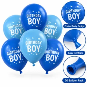 Birthday Boy Balloons – 20-Pack Blue Latex Party Balloons