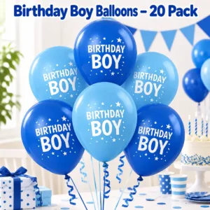 Birthday Boy Balloons – 20-Pack Blue Latex Party Balloons