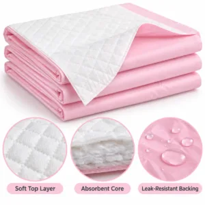 Disposable Baby Bed Mats – 3-Pack Pink Absorbent Pads