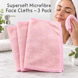 Pink Microfibre Face Cloths – 3-Pack Soft Reusable Towels