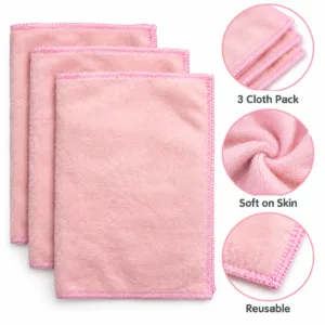 Pink Microfibre Face Cloths – 3-Pack Soft Reusable Towels