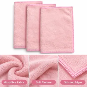 Pink Microfibre Face Cloths – 3-Pack Soft Reusable Towels
