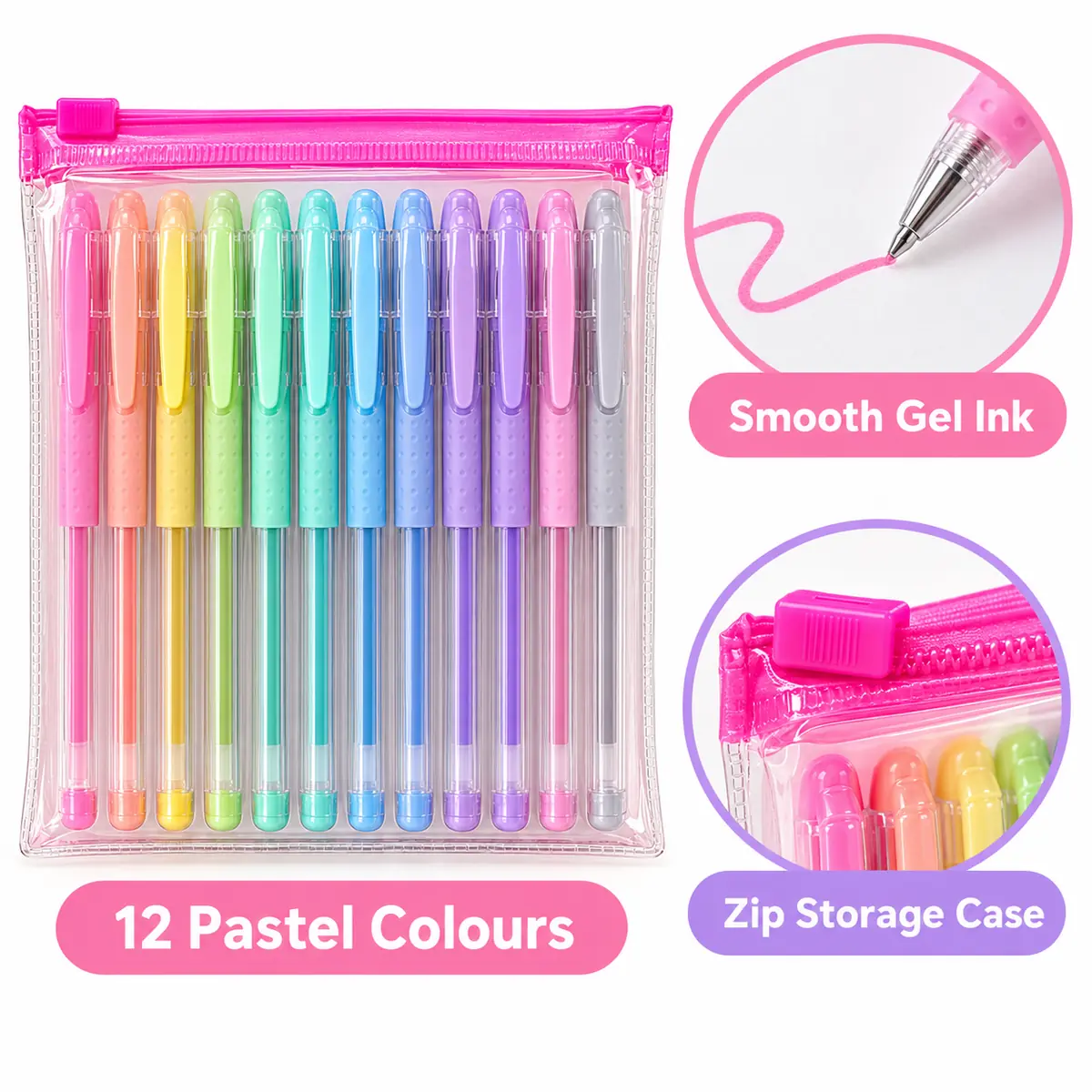 WFUK-212-03.webp Pastel Gel Pens – 12-Pack with Reusable Zip Storage Case
