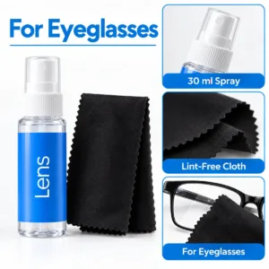 Lens Cleaner Spray and Cloth – 30ml Eyeglasses Cleaning Set