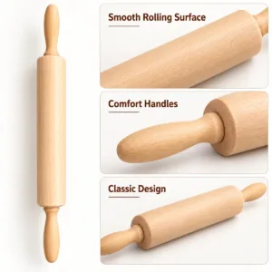 Wooden Pastry Rolling Pin – Classic Pastry and Baking Tool