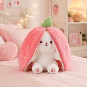 Strawberry Bunny Soft Plush Toy – 2-in-1 Transforming Surprise Plush