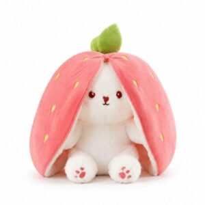 Strawberry Bunny Soft Plush Toy – 2-in-1 Transforming Surprise Plush