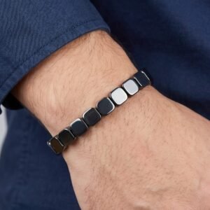 Men's Hematite Bead Bracelet – Minimalist Stretch Wristwear