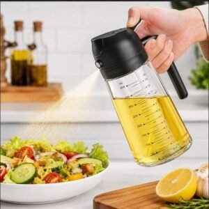2-in-1 Glass Oil Sprayer & Pourer – Refillable Olive Oil Dispenser Bottle for Cooking, Air Fryer & Salads