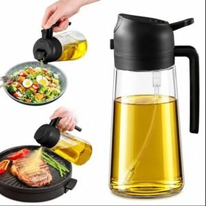 Glass Oil Sprayer & Pourer – 2-in-1 Refillable Cooking Bottle