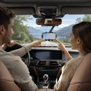Rear-View Mirror Smartphone Mount – 360° Adjustable Car Mount
