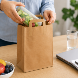 Kraft Paper Lunch Bags with Handles – 10-Pack Brown Takeaway Bags